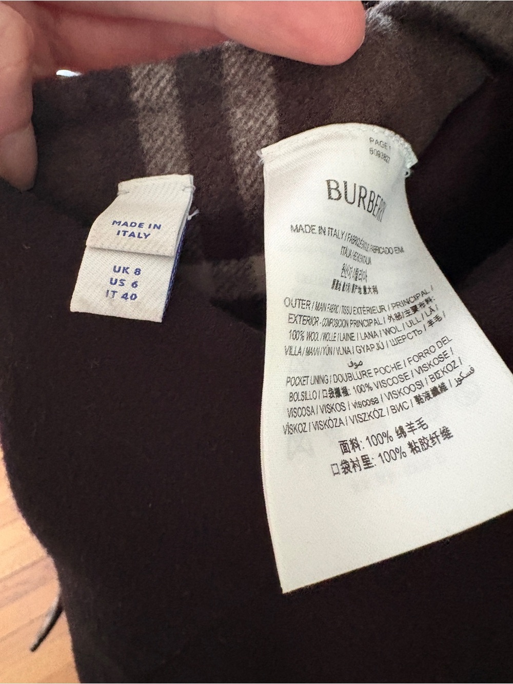 Burberry reversible wool wrap coat coat - black and gray blue Burberry check. - Picture 4 of 10